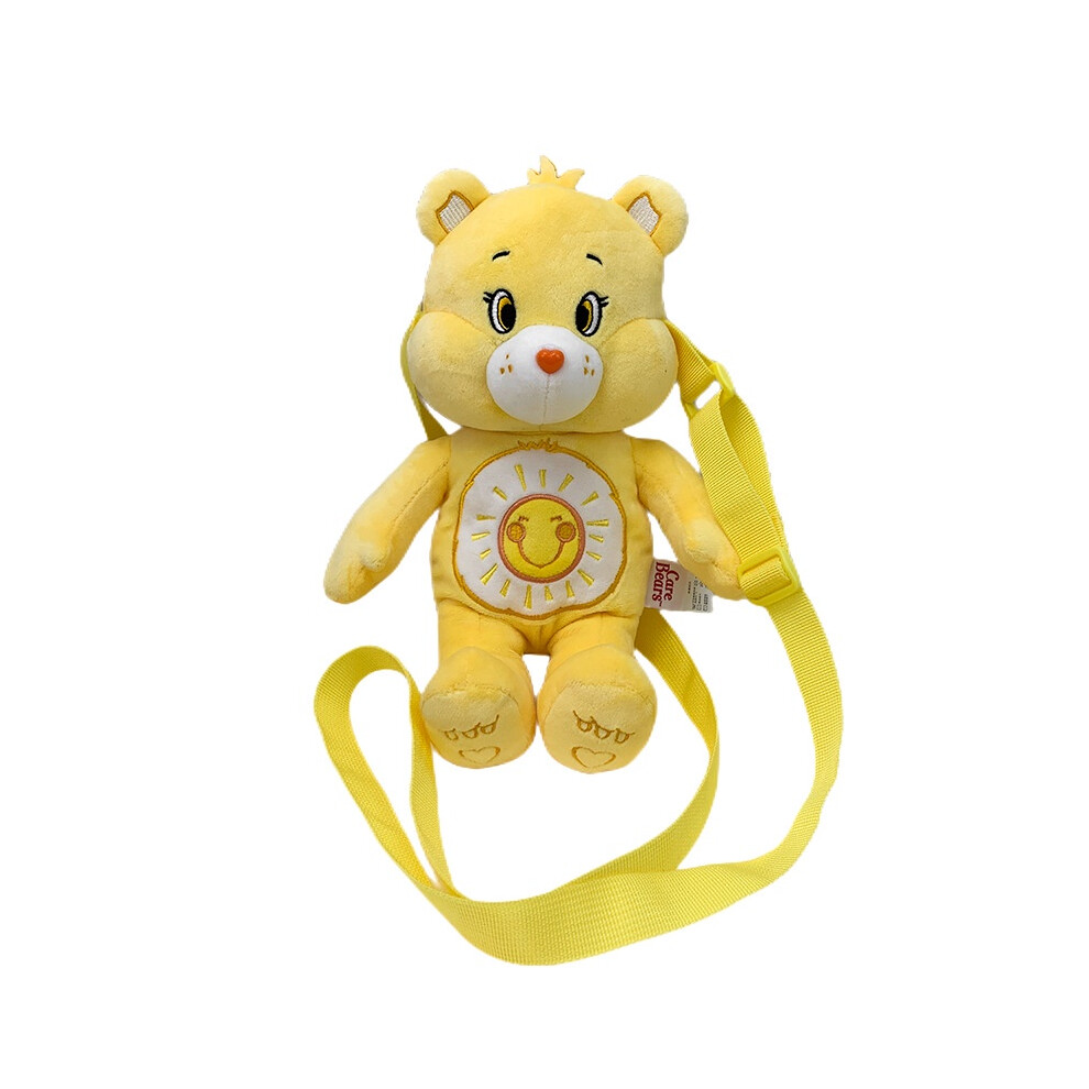 (Yellow) Plush Toy Carebears Backpack Rainbow Cartoon Cute Brithday Gift Girls Kids Doll