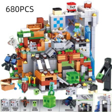 (680PCS) Minecraft Block Building Toy Set Village Diy Puzzle Toy Abs Educational Kid Gift