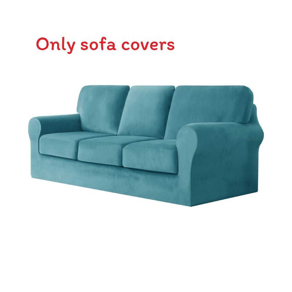 (3 Seater Blue)Housse de protection pour canapé couleur unie pour un deux canapés trois places maison