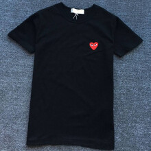 (Black, XL) Comme Garcons Des Cdg Play Little Red Heart Cotton Short Sleeve Fashion Shirts T