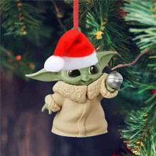 (Christmas Hat) Baby Yoda Santa Claus Christmas Tree Decor Hanging Ornament Party Pendant Xmas