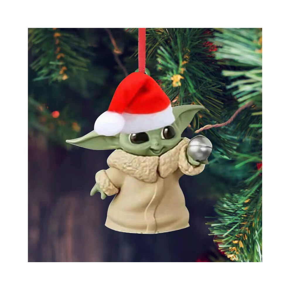 (Christmas Hat) Baby Yoda Santa Claus Christmas Tree Decor Hanging Ornament Party Pendant Xmas