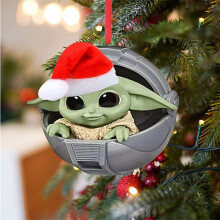 (Gray) Baby Yoda Santa Claus Christmas Tree Decor Hanging Ornament Party Pendant Xmas