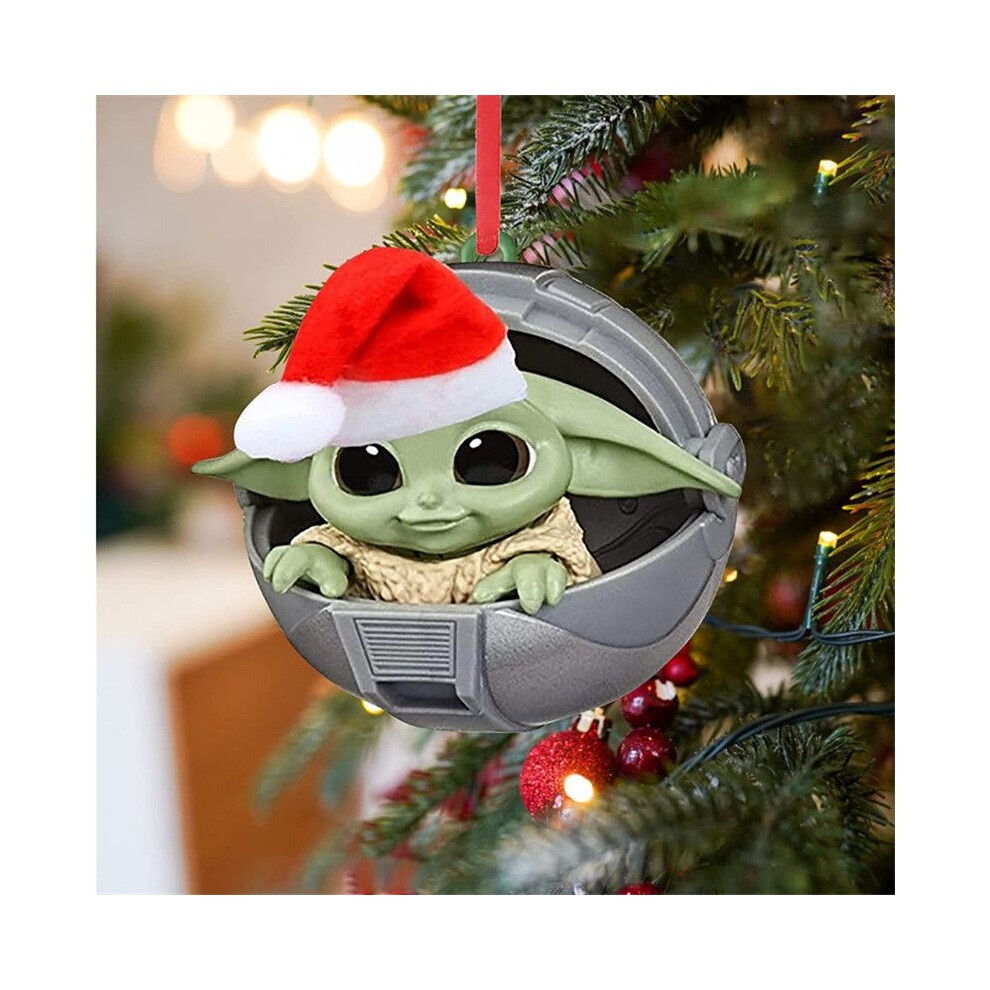 (Gray) Baby Yoda Santa Claus Christmas Tree Decor Hanging Ornament Party Pendant Xmas Gray