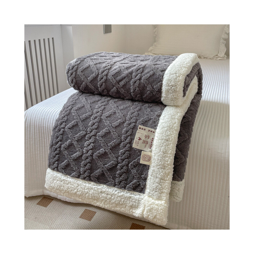 (Dark Grey, 150x200cm) Blanket Thickened Winter Double Sided Fluff Plush Double Layer 3d Sofa Warm Bed-image-OPC-PJG7FP7-NEW