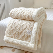 (Beige, 200x230cm) Blanket Thickened Winter Double Sided Fluff Plush Double Layer 3d Sofa Warm Bed