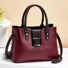 (Burgundy) Elegant Daily Use Handbag For Women Featuring Stylish Color Block Design And Compartments Roomy
