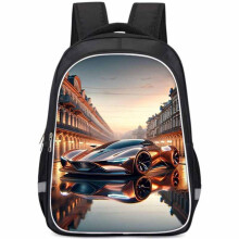 (Style K, Large) Oxford Racing Fabric Car Backpack For Elementary School Boys Girls And