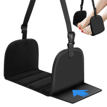 Aeroplane Footrest Height Adjustable Hammock With Hardwood Legs For Travel - Long Flights Car, Train, Eye Cover Included