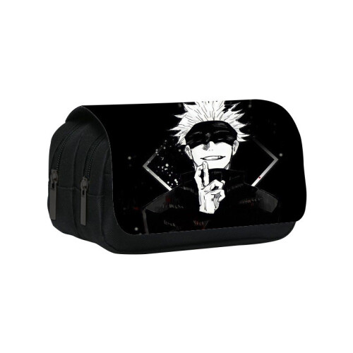 (4) Pattern Jujutsu Kaisen Double Layer Flip Cover Student Stationery Bag Storage