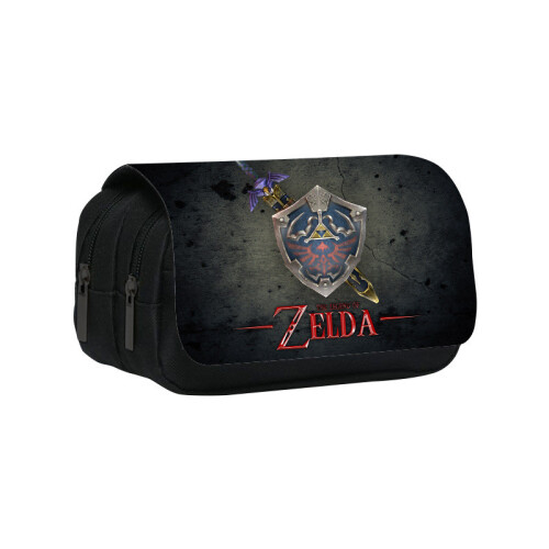 (9) Pattern Double Zelda Layer Flip Cover Student Stationery Bag Storage Pencil