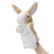 (Brown Rabbit)Pluche dier handpop speelgoed cartoon want rol spel interactieve educatieve