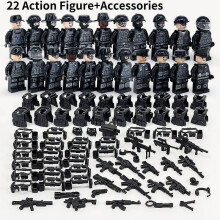 (Style A)Soldats militaires noirs swat jeeps minifigures assemblage jouet ensemble bloc bâtiment