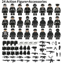 (Style C)Soldats militaires noirs swat jeeps minifigures assemblage jouet ensemble bloc bâtiment