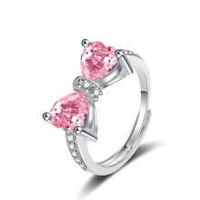 Cute Bow Finger Rings Adjustable Open Ring With CZ Rhinestone Heart Crystal Butterfly Rose For Women And Girls