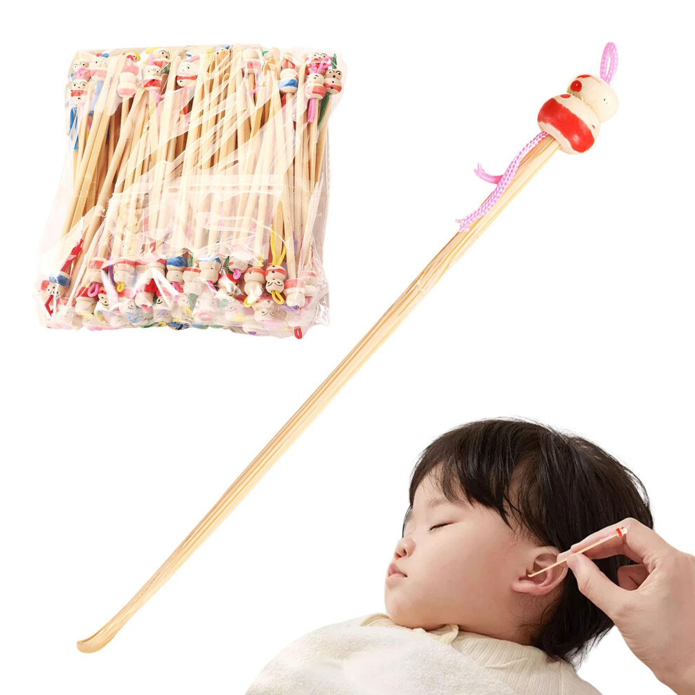 Wooden Ear Pick 100-Piece Earwax Removal Kit for Adults and Children Earwax Remover Tool Set Wooden Cleaning Tool