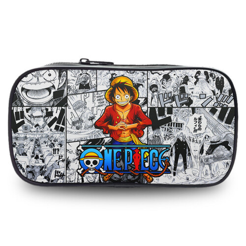 (6) One Piece Luffy Anime Printed Student Single Layer Stationery Storage Pencil Bag
