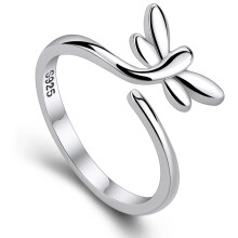 Dragonfly Opening Metal Ring Adjustable Silver Color Korean Fashion Jewelry For Girls Party Jewelry