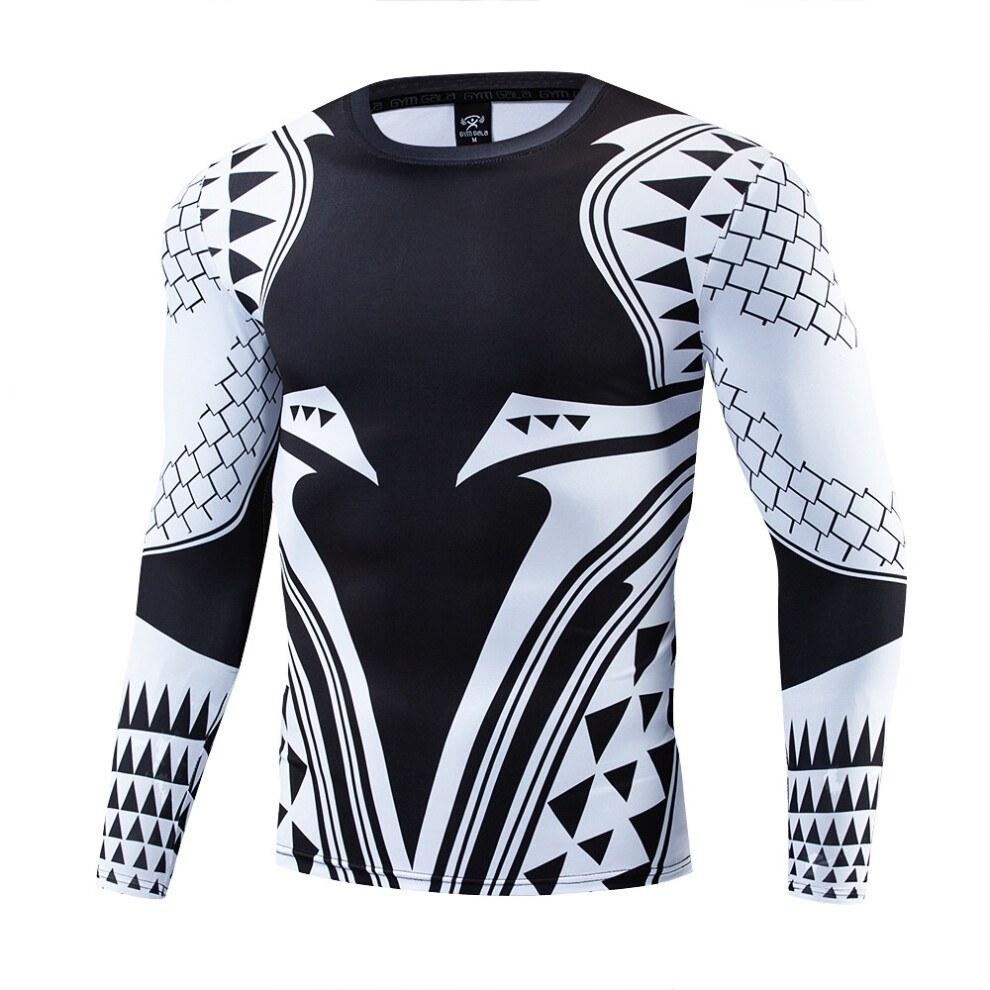(Black-Long Sleeve,M)Collant Gym Homme Sport Compression Tshirt Aquaman 3D Tops Imprimé
