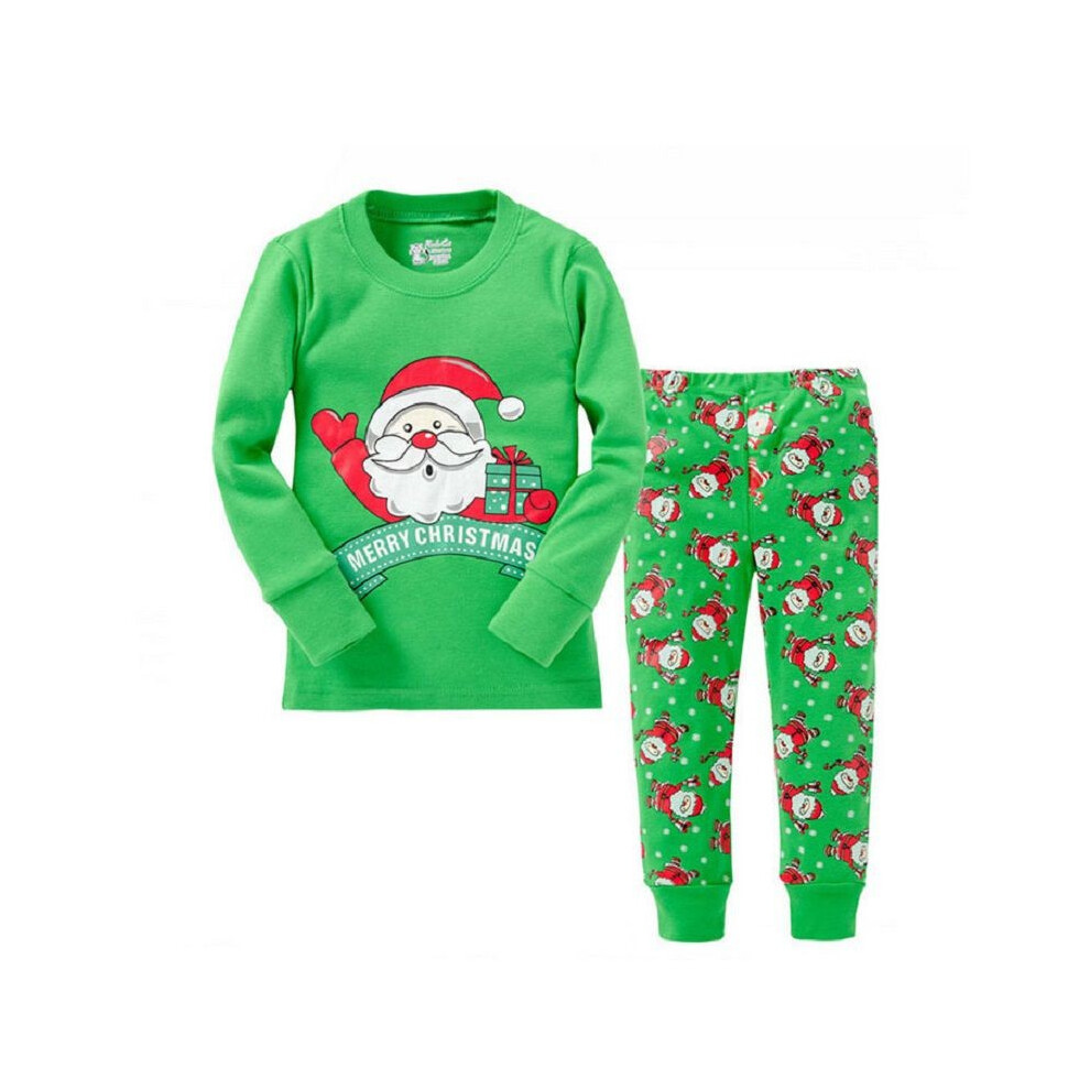 (Green,130 Child)OtoñO NiñOs Navidad Pijama Conjunto MúLtiples Patrones AlgodóN Ropa Mezcla-image