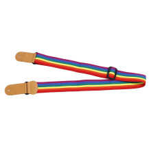 Regenbogen-verstellbarer Gitarrengurt mit Mundstückfach – 6 Farben, Leder & Baumwolle