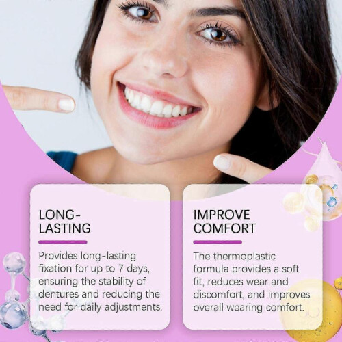 Denture adhesive, thermoplastic denture adhesive, comfortable, secure denture grip for up to 7 days 2