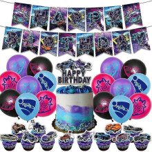 Rocket League Kids Birthday Party Decor Balloon Banner Cake Toppers Set Party Supplies Kits Party Favor
