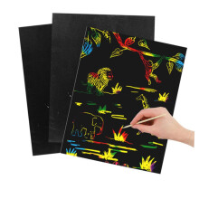 DIY Papers Rainbow Scratch Paper Set, Scratch Art Paper Kit For Kids, Drawing Paper With Wooden Stencil