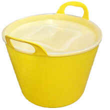 FlexiTub with Handles 42 Litres Yellow Garden Tub Plastic Storage Container for Home, Washing, Garden Waste and DIY Projects with Lid