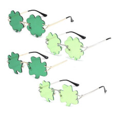 (ABCD) St. Patrick's Day Green Sunglasses, Lucky Shamrock Clover Eyeglasses, Irish Day Eyewear Party Supplies