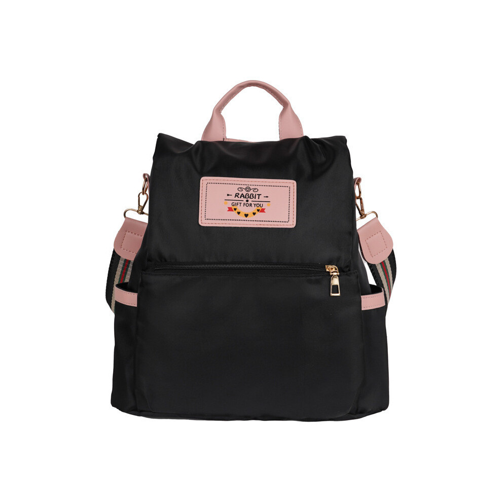 (Black)Mochila De Hombro Simple De Gran Capacidad Con DiseñO De ImpresióN De Letras Para Diario-image