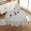(White) 59 inches 150cm diameter polycotton round tablecloth 1