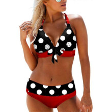 (2XL, red) Women's Sexy Bikini Swimsuit Halter Neck Thickened Push-up Bra Panties Two-Piece Swimsuit Swimsuit Summer Beach Babes Swim Clothing