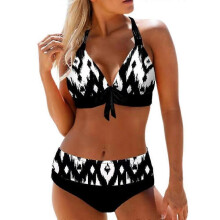 (3XL, black) Women's Sexy Bikini Swimsuit Halter Neck Thickened Push-up Bra Panties Two-Piece Swimsuit Swimsuit Summer Beach Babes Swim Clothing