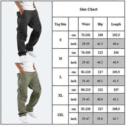 (M, Khaki) Lebanghui Men Solid Multi Pockets Combat Cargo Pants Casual Baggy Work Straight Trousers