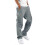 (S, Gray) Lebanghui Men Solid Multi Pockets Combat Cargo Pants Casual Baggy Work Straight Trousers 1