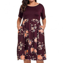 (XL, win) Womens Summer Dresses Casual Short Sleeve Tiered Smocked Floral Boho Flowy A Line Beach Sundress Vacation Maxi Dress Pockets
