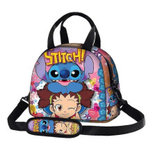 (B) 2024 Stitch Cartoon Insulated Lunch Pack Box Bag Kids Boys Girls School Food Snack Picnic Box Store Bags Handbag Gift