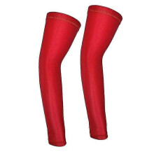 (L, red) Lebanghui 2pcs Men Outdoor Long Arm Sleeves Cycling Basketball Compression Warmers Sports Safety Breathable Arm Protectors