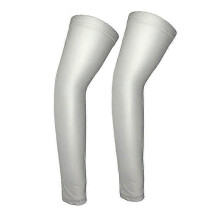 (M, Blanco) Lebanghui 2pcs Men Outdoor Long Arm Sleeves Cycling Basketball Compression Warmers Sports Safety Breathable Arm Protectors