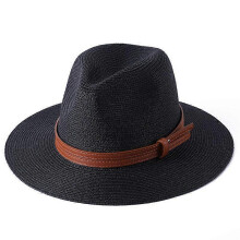 (60cm, Black01) Lebanghui 56-58-59-60CM New Natural Panama Soft Shaped Straw Hat Summer Women/Men Wide Brim Beach Sun Cap UV Protection Fedora Hat