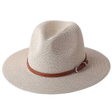 (59cm, Beige02) Lebanghui 56-58-59-60CM New Natural Panama Soft Shaped Straw Hat Summer Women/Men Wide Brim Beach Sun Cap UV Protection Fedora Hat