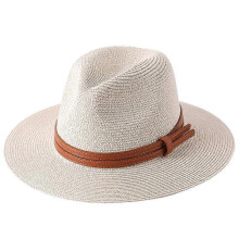 (59cm, Beige01) Lebanghui 56-58-59-60CM New Natural Panama Soft Shaped Straw Hat Summer Women/Men Wide Brim Beach Sun Cap UV Protection Fedora Hat