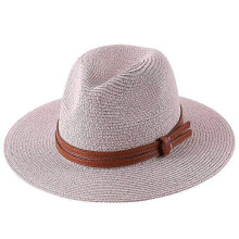 (59cm, pink01) Lebanghui 56-58-59-60CM New Natural Panama Soft Shaped Straw Hat Summer Women/Men Wide Brim Beach Sun Cap UV Protection Fedora Hat