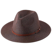 (59cm, Brown02) Lebanghui 56-58-59-60CM New Natural Panama Soft Shaped Straw Hat Summer Women/Men Wide Brim Beach Sun Cap UV Protection Fedora Hat