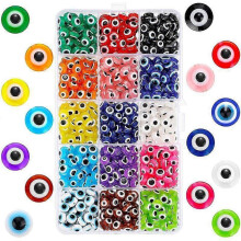 (6MM) Lebanghui 450pcs Evil Eye Beads Present Handmade Resin Beads Charms Round Beads For Diy Bracelet Earring Necklace