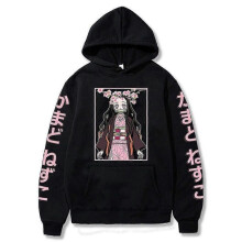 (2XL) Unisex Anime Manga Hoodie Fashion Kamado Nezuko Printed Sweatshirt Casual Loose Pullover Long Sleeve Hooded Pullover