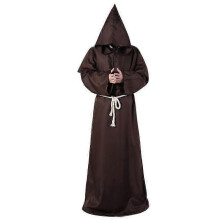 (XL, Coffee) Adult Halloween Mens Monk Cosplay Robe Cloak Capes Friar Medieval Priest Costume Fancy Dress