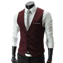 (XL,Wine Red)Lebanghui Vest Mens Suit Business Vest Casual Waistcoat Formal Suit Gilet Slim Formal Style Waistcoat Clothing Business Vest Workwear