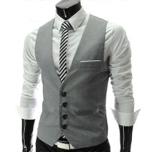 (2XL,Grey)Lebanghui Vest Mens Suit Business Vest Casual Waistcoat Formal Suit Gilet Slim Formal Style Waistcoat Clothing Business Vest Workwear